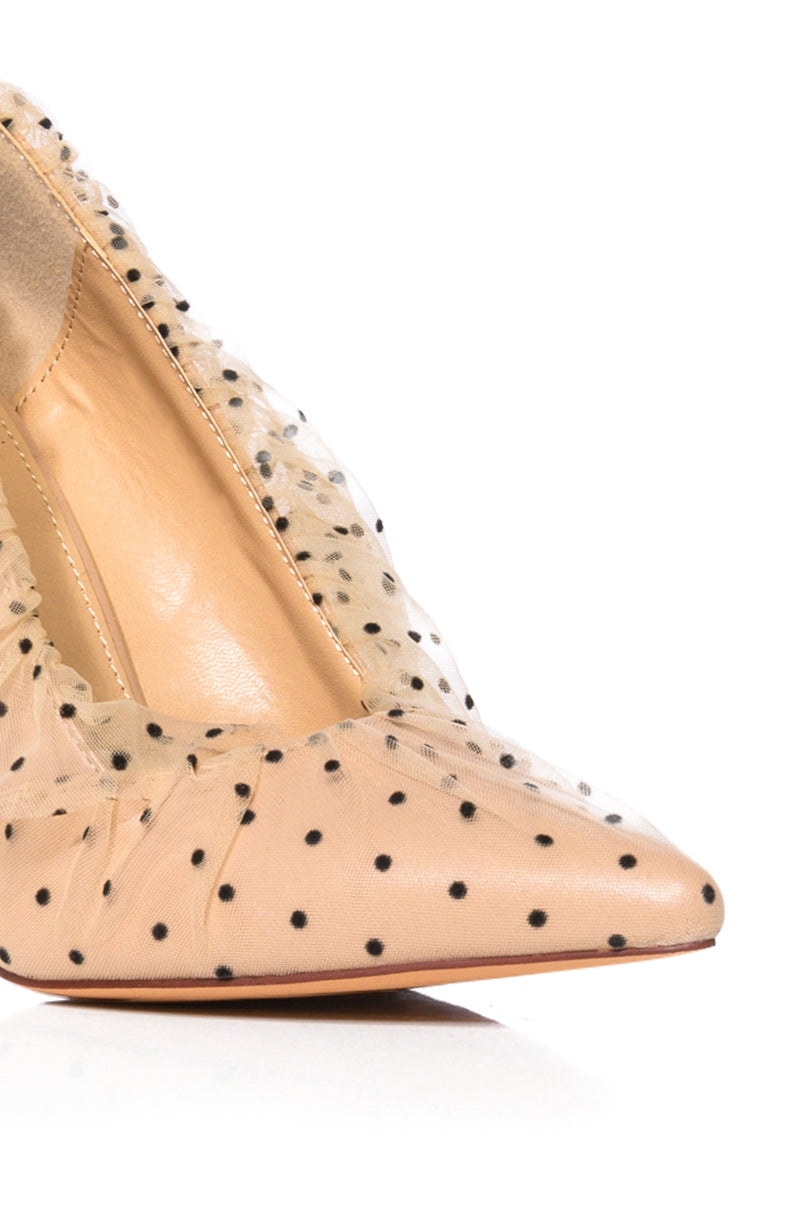 AZALEA WANG DISCREET TULLE POLKA DOT PUMP IN NUDE