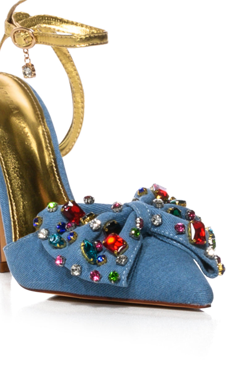 AZALEA WANG ELIZA EMBELLISHED PUMP IN DENIM
