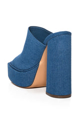 AZALEA WANG NISHA DENIM CHUNKY SLIP ON SANDAL