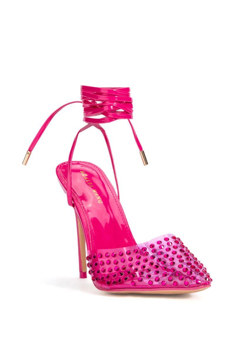 AZALEA WANG JUICY STILETTO PUMP WITH BLING IN FUCHSIA