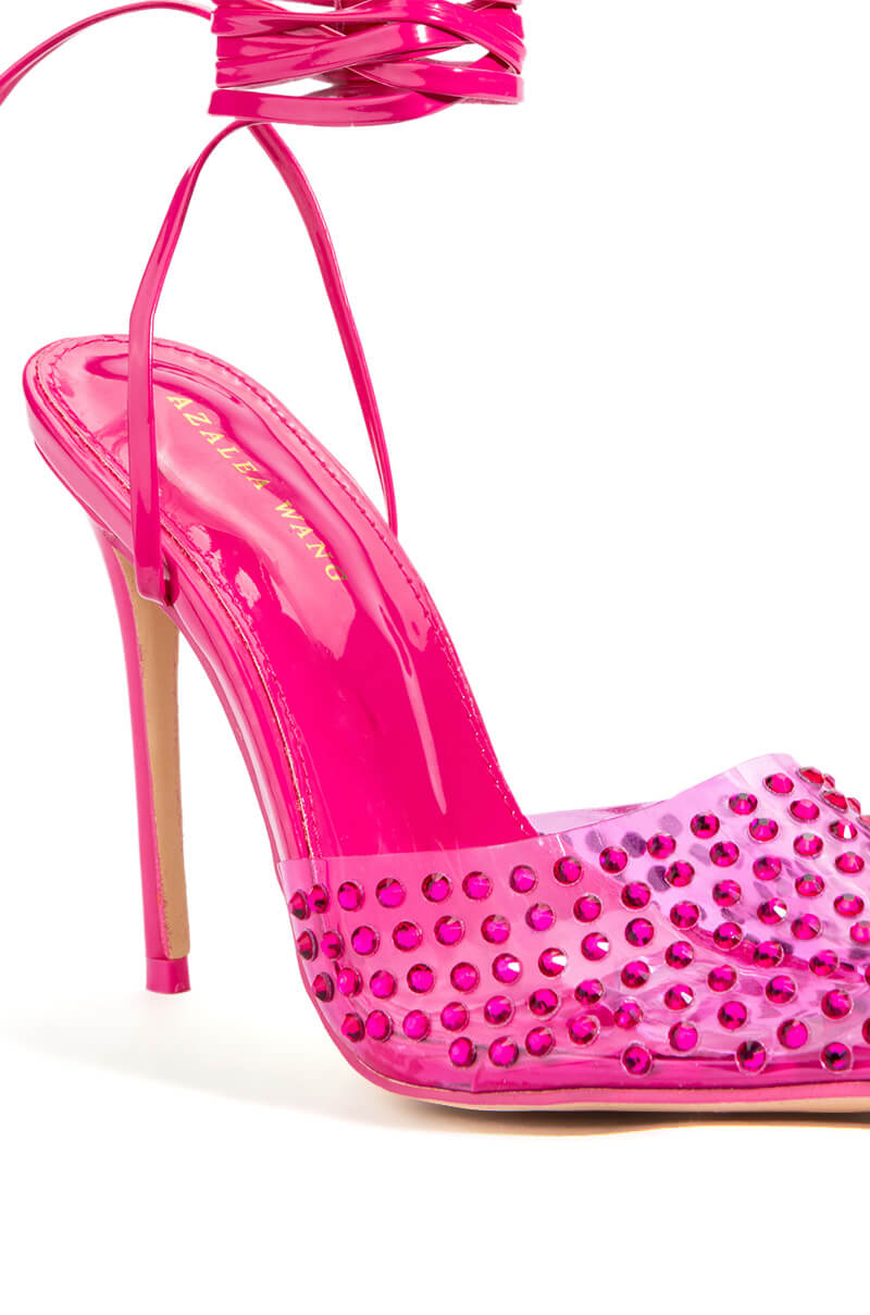 AZALEA WANG JUICY STILETTO PUMP WITH BLING IN FUCHSIA