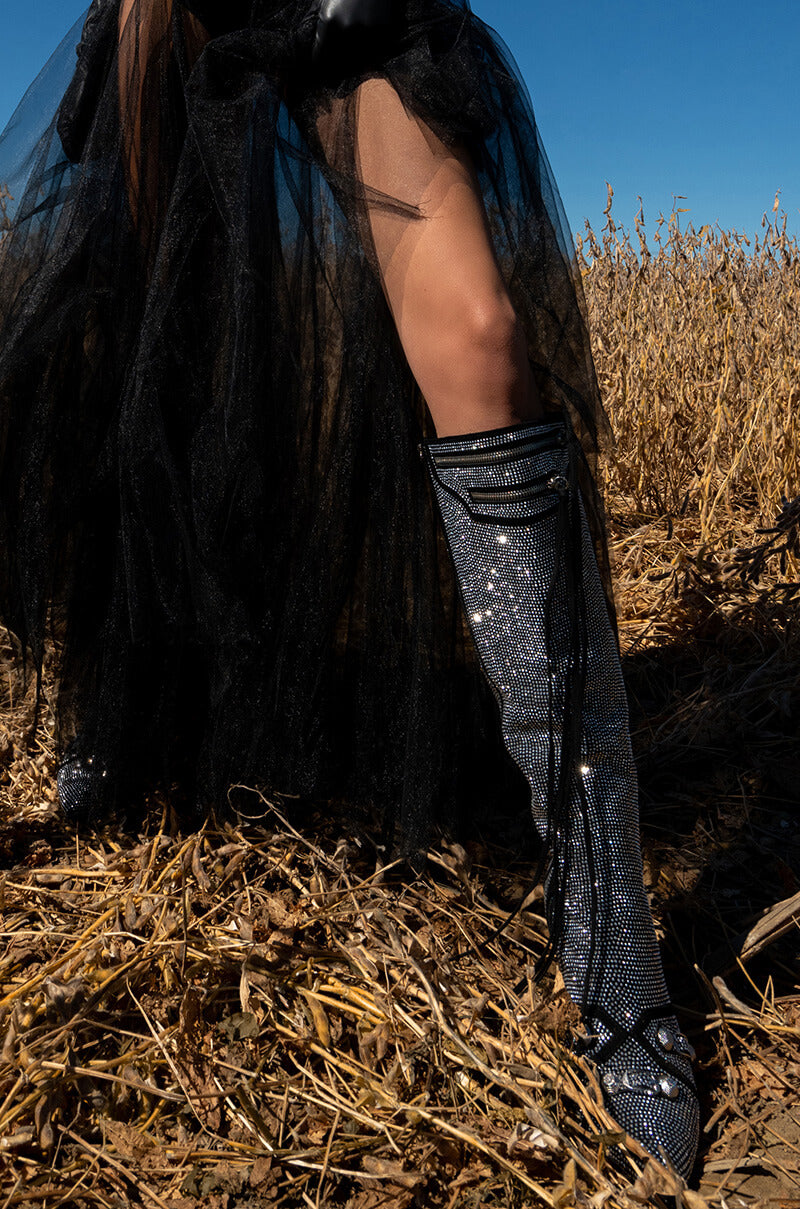 AZALEA WANG MAEVE STILETTO BOOT IN SILVER