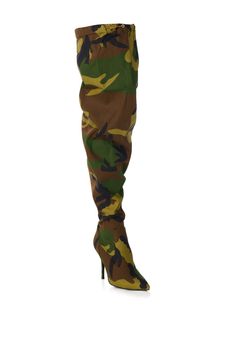 AZALEA WANG MANTIS BAGGY THIGH HIGH BOOT IN CAMO