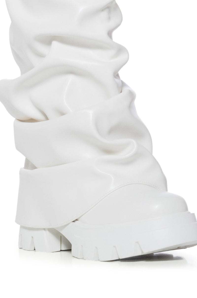 AZALEA WANG MATE MID CALF BOOT IN WHITE