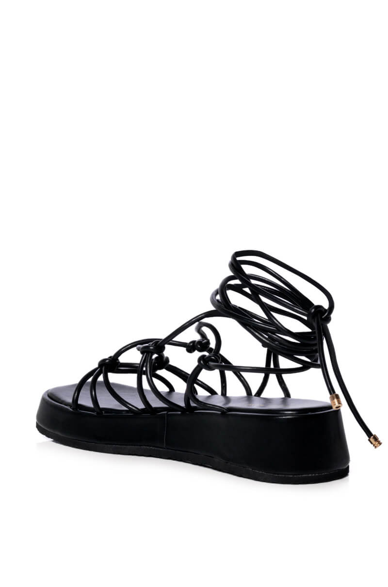 AZALEA WANG NATACHA FLAT STRAP SANDAL IN BLACK