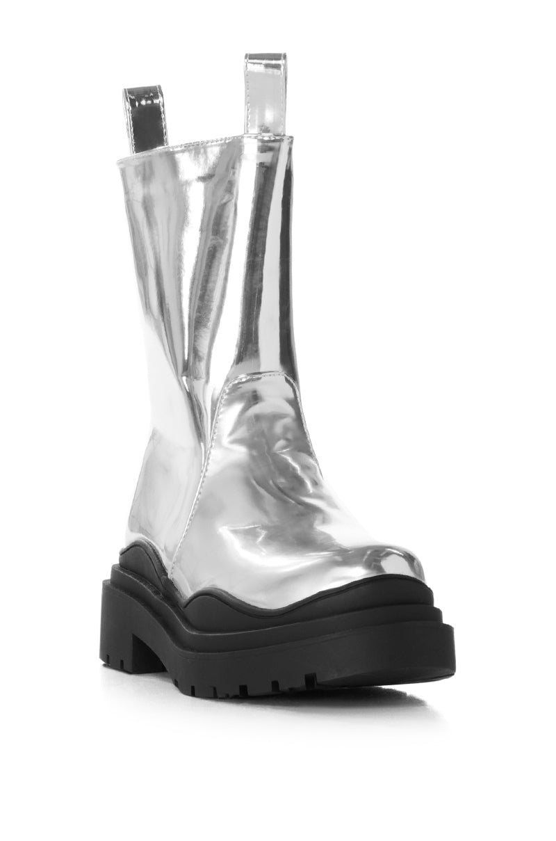 AZALEA WANG NATCHEZ SILVER COMBAT BOOTIE