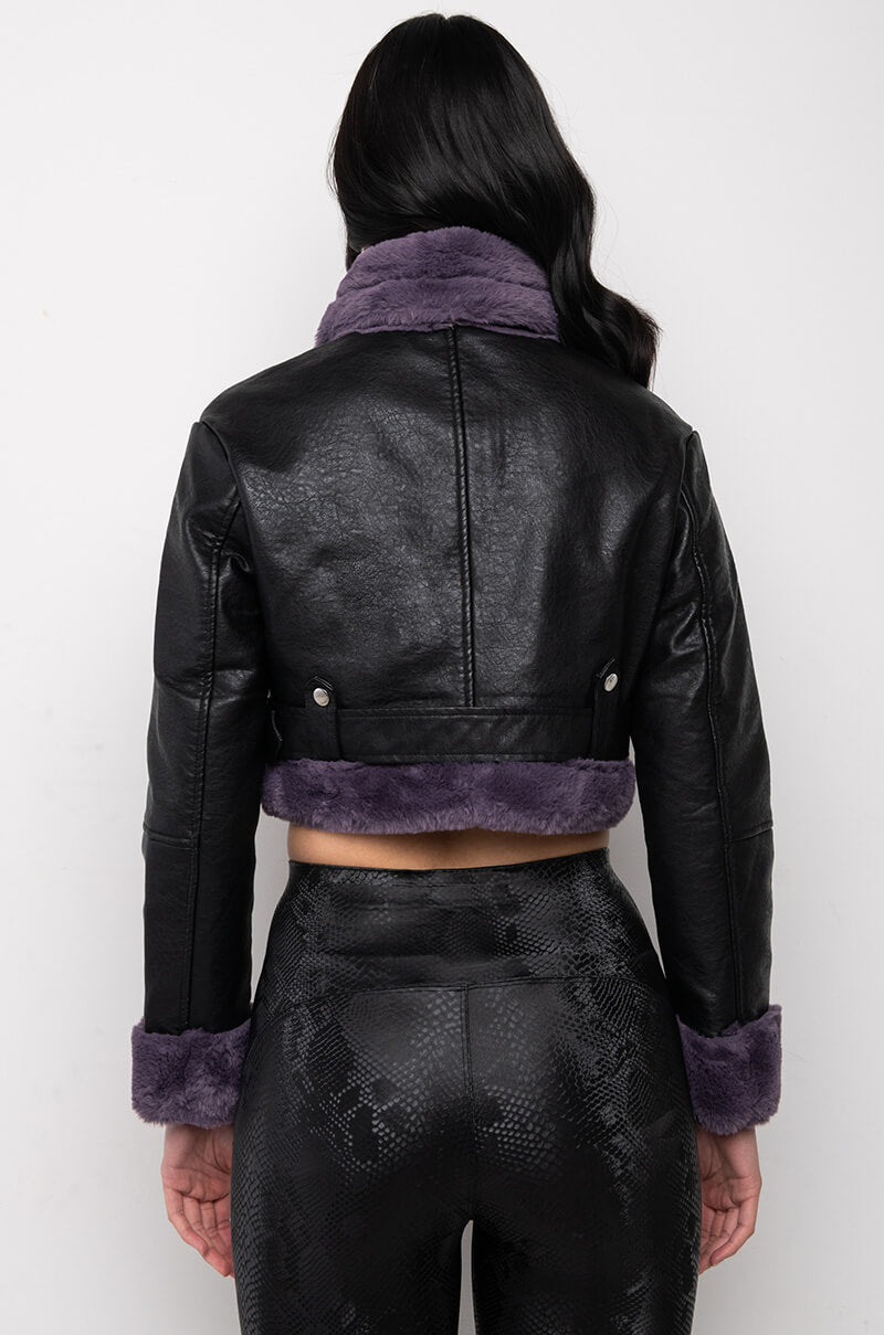AZALEA WANG PALOMA BONDED FUR PU JACKET