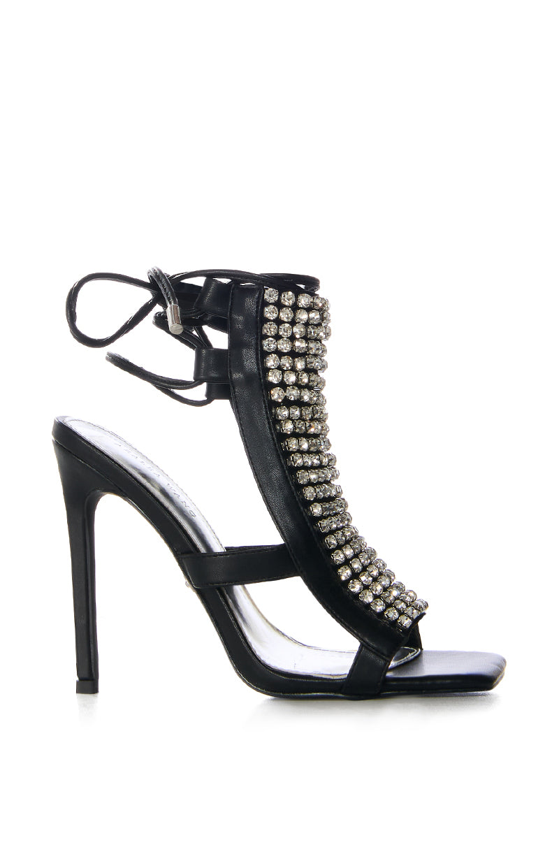 AZALEA WANG RYKART BLACK EMBELLISHED SANDAL