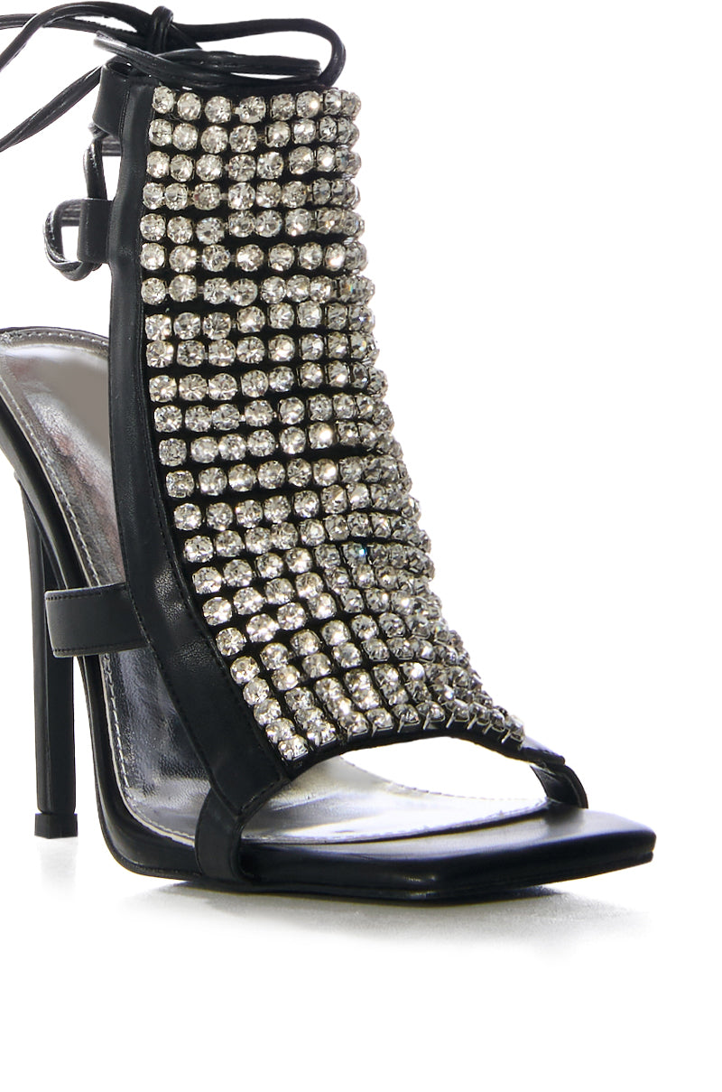 AZALEA WANG RYKART BLACK EMBELLISHED SANDAL