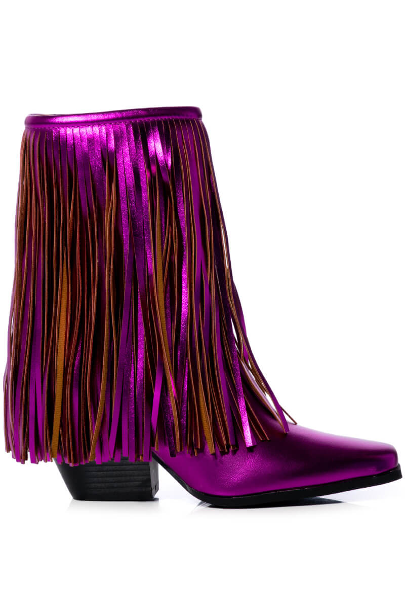 AZALEA WANG SCARLETT METALLIC CHUNKY BOOTIE IN FUCHSIA