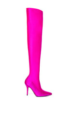 AZALEA WANG HEARTOUT THIGH HIGH STILETTO BOOT IN FUCHSIA STRETCH