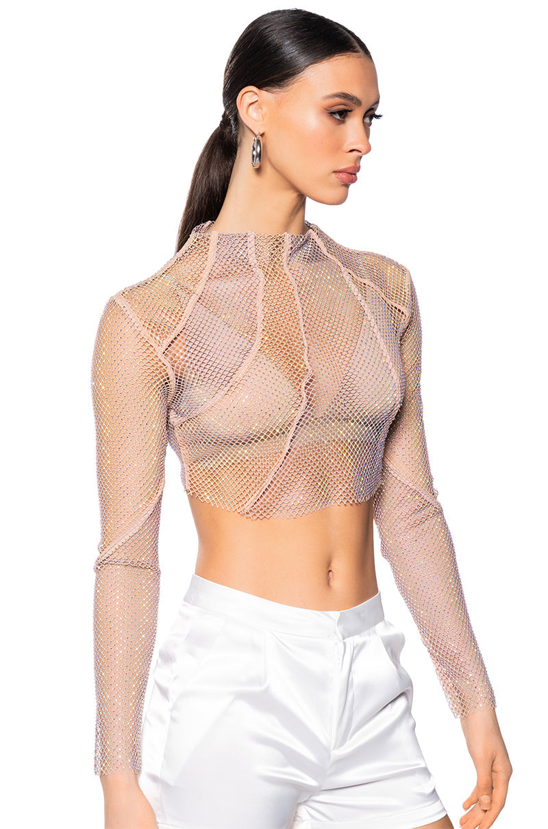 AZARIA RHINESTONE MESH TOP