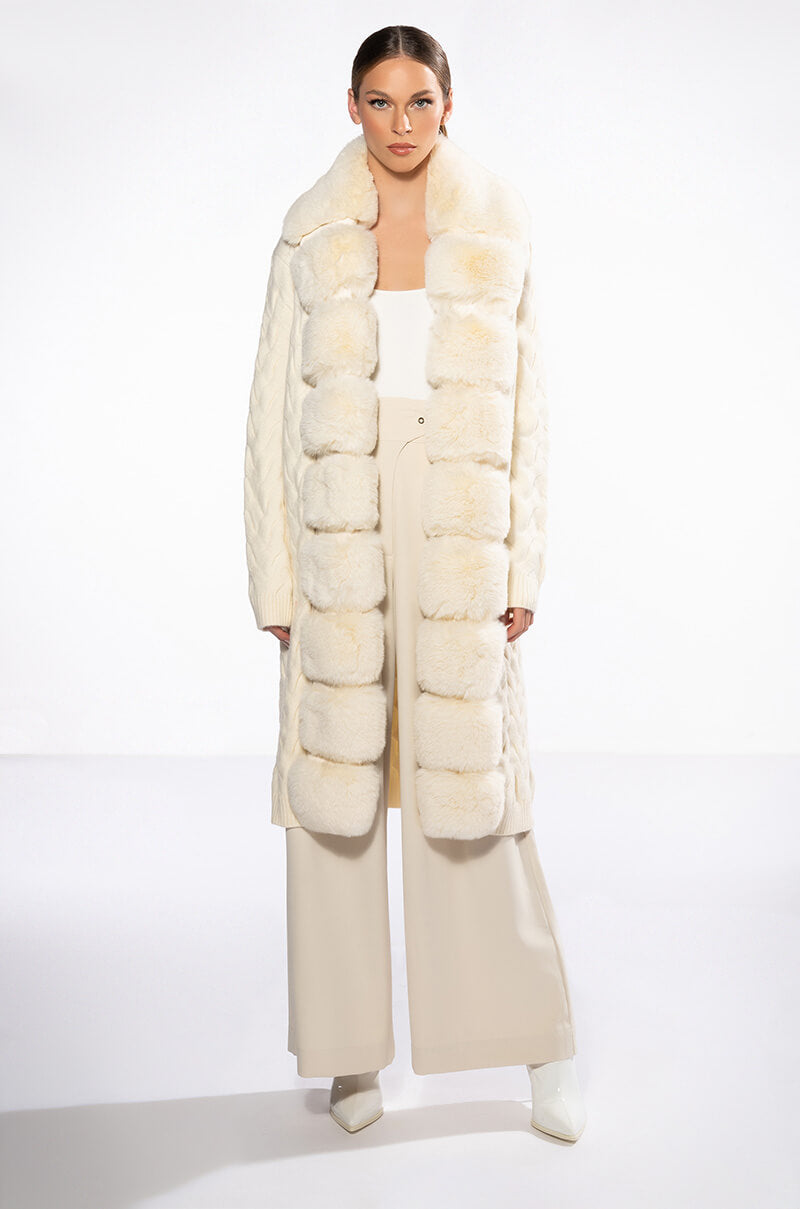 BABBS KNIT TRENCH WITH FAUX FUR LINING