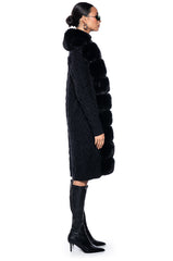 BABBS KNIT TRENCH WITH FAUX FUR LINING