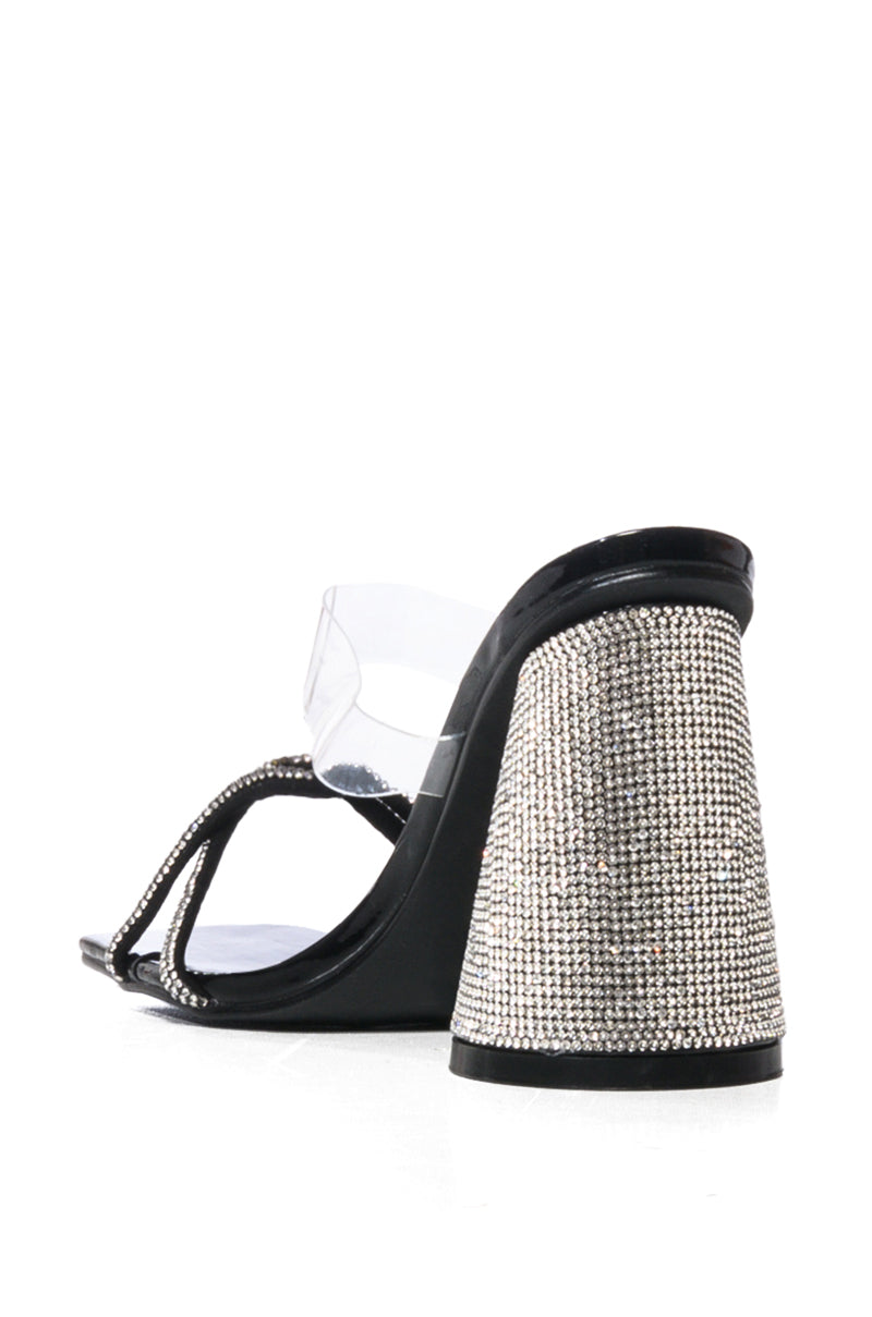 CAPE ROBBIN BEATRIZIA SPARKLE SHEATH CONVERTIBLE CHUNKY SANDAL IN BLACK