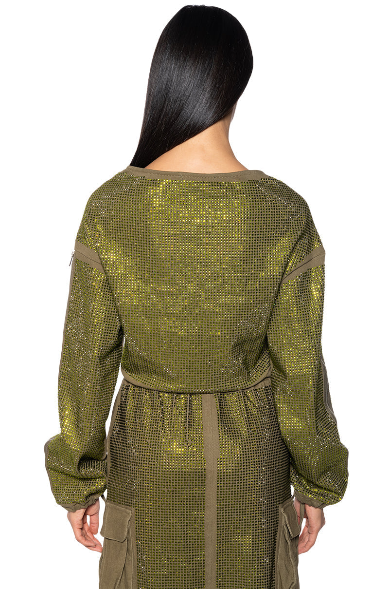 BLAIR RHINESTONE CINCHED WAIST PULL OVER