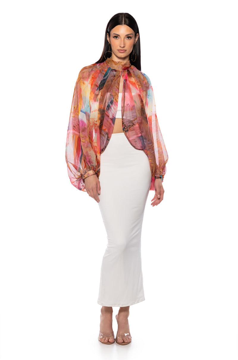 BREEZY NIGHTS PATTERNED BLOUSE