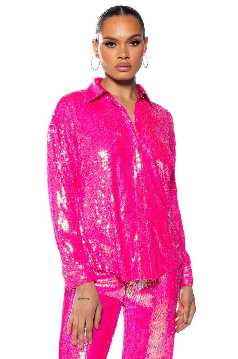 BRIGHT BRIGHT PINK SEQUIN SHIRT