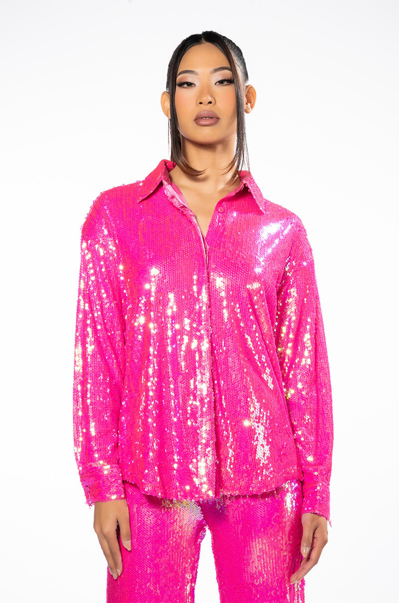 BRIGHT BRIGHT PINK SEQUIN SHIRT