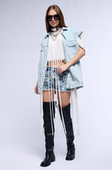BRING THE FUN FRINGE T SHIRT IN WHITE