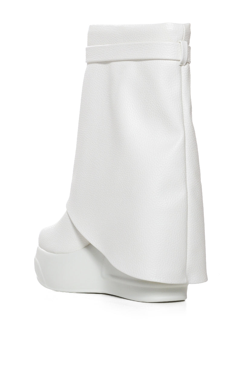 BROOK WHITE PU FOLD OVER BOOTIE
