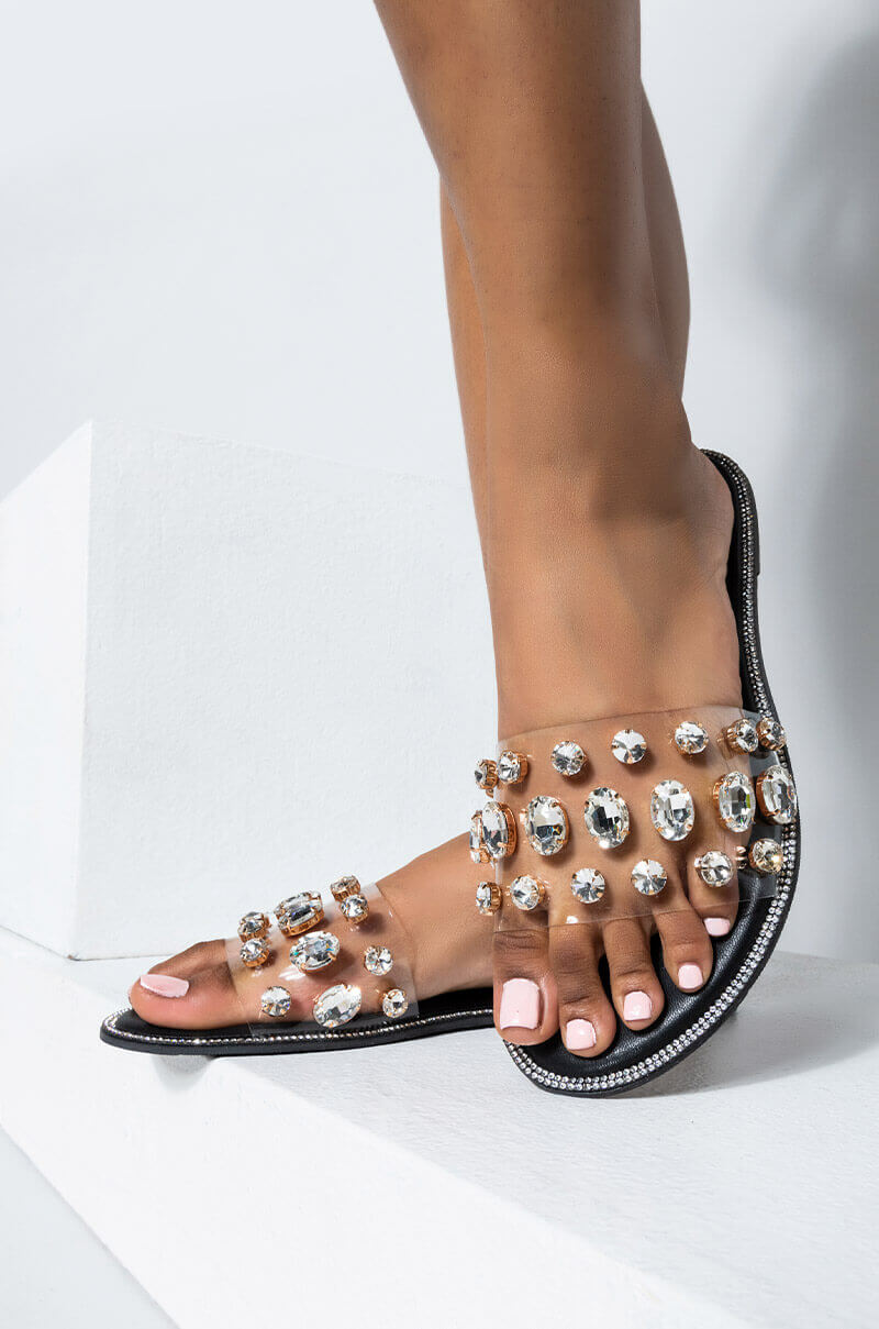 CALL ME HONEY RHINESTONE SANDAL BLACK