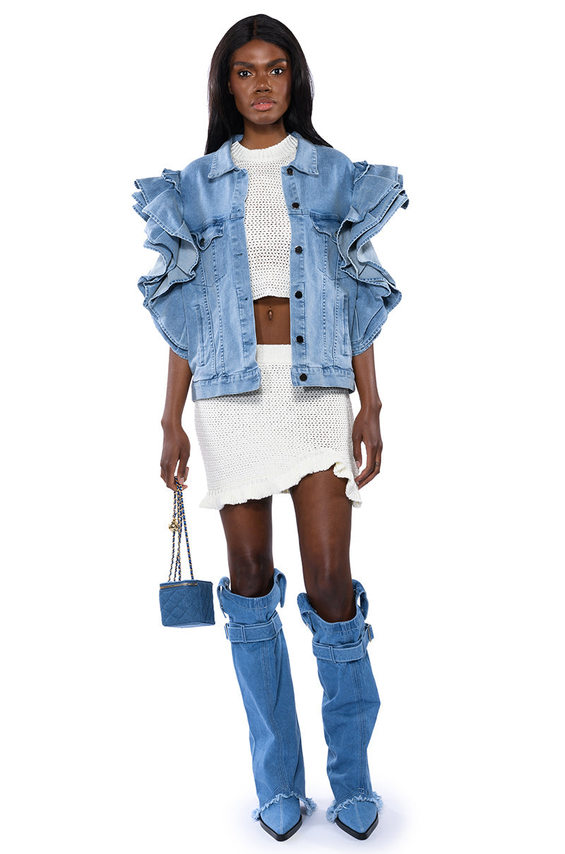 CARLOTTA RUFFLE SLEEVE DENIM VEST