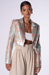 CELIA CROPPED BROCADE BLAZER