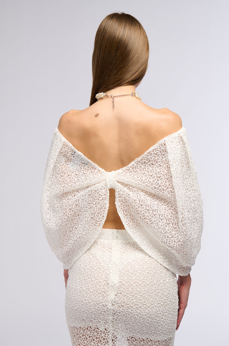 COVER ME IN FLOWERS LACE BOW TOP
