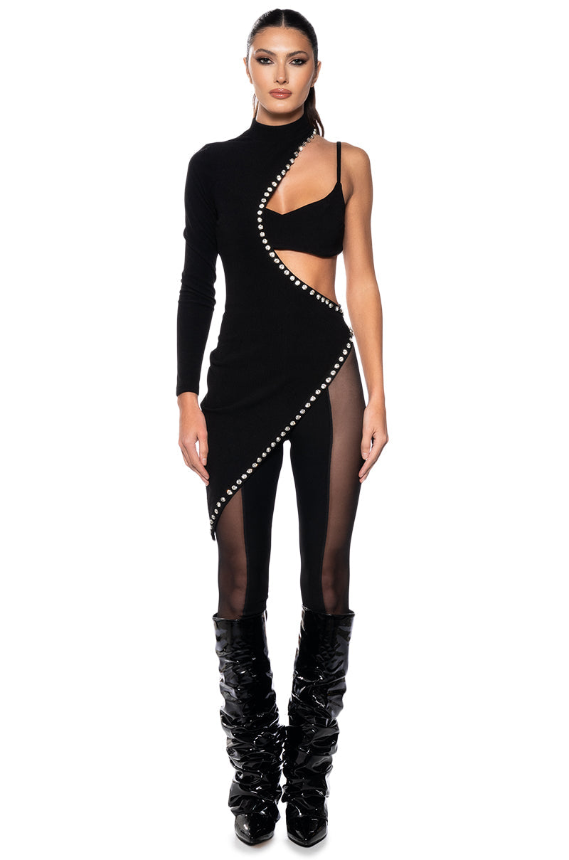 CYNTHIA KNIT EMBELLISHED BRA TOP