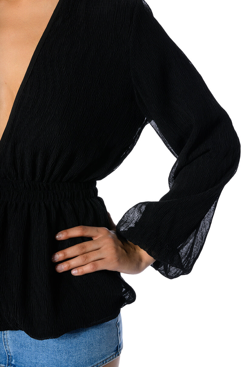 DAHLIA DEEP V PEPLUM BLOUSE