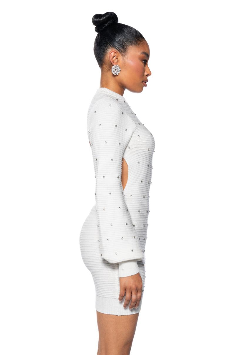 DAY TO NIGHT EMBELLISHED KNIT DRESS