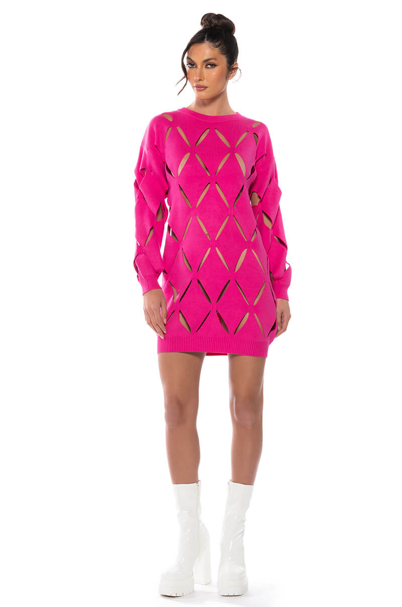 DIAMOND CUT OVERSIZED SWEATER DRESS