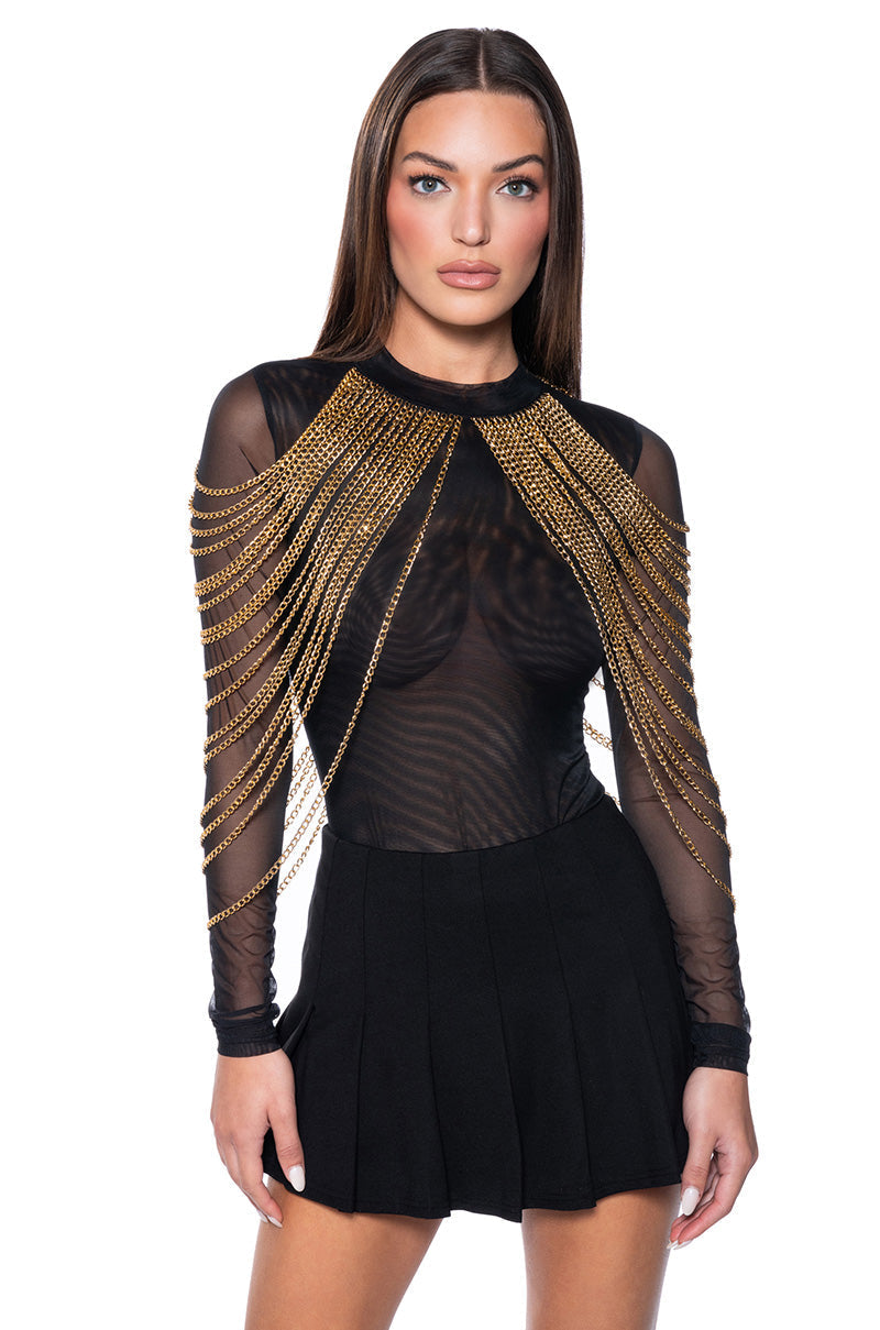 CAN'T BE TAMED CHAIN DETAIL SLEEVELESS BODYSUIT