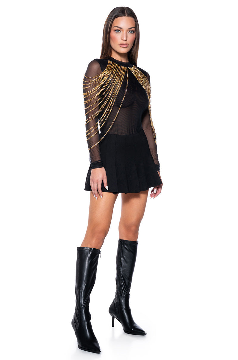 CAN'T BE TAMED CHAIN DETAIL SLEEVELESS BODYSUIT