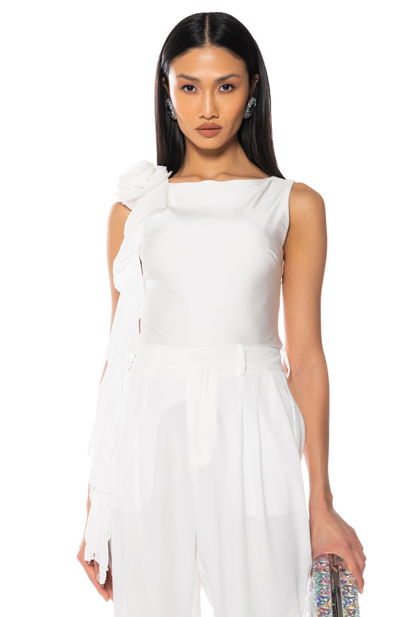 ARIANA FLOUNCED SLEEVELESS TOP